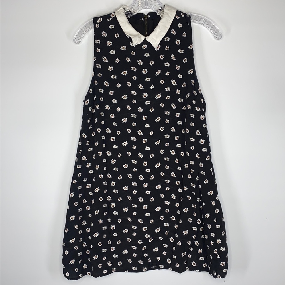 Forever 21 Black Floral Sleeveless High Neck Dress Size Small